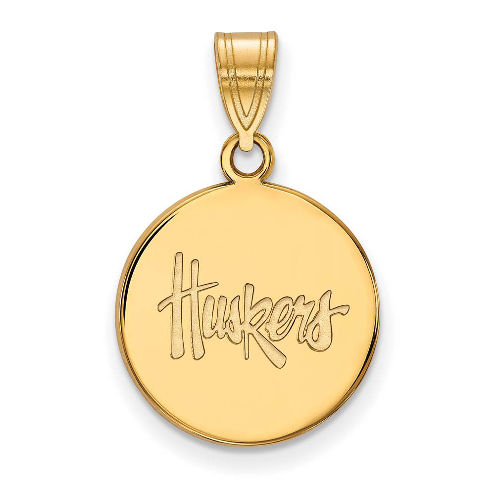 14k Yellow Gold U. of Nebraska 'Huskers' Disc Pendant