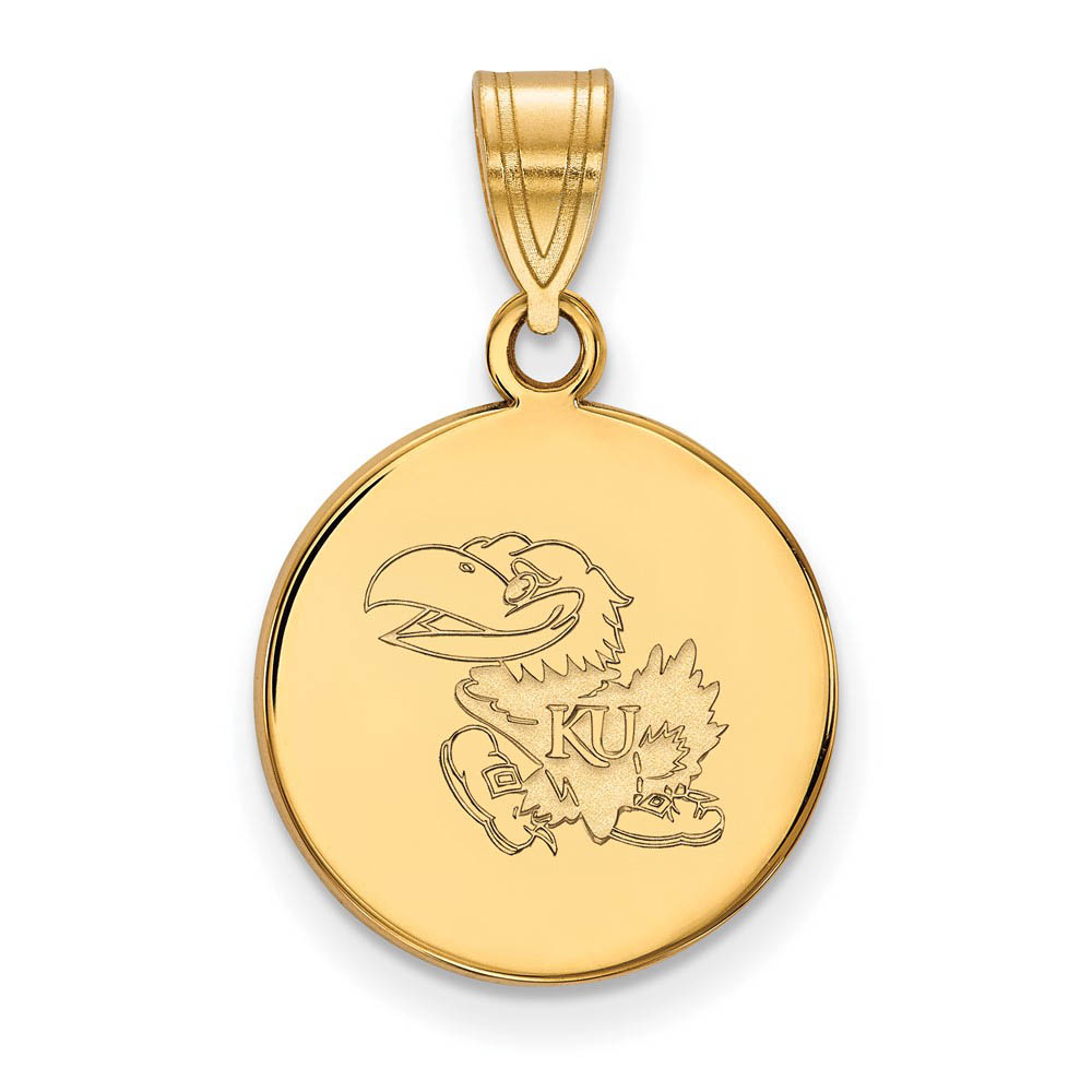 14k Yellow Gold U. of Kansas Disc Pendant