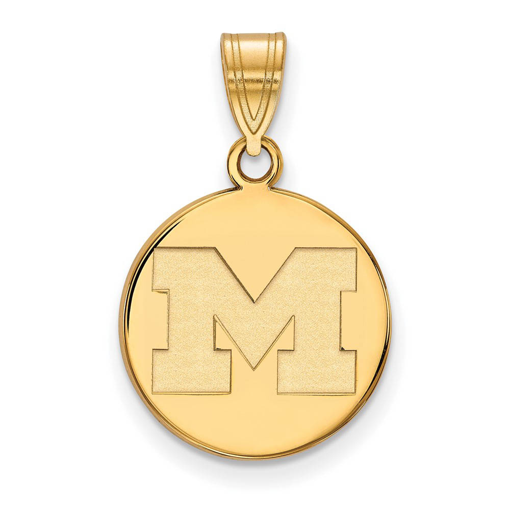 14k Yellow Gold U. of Michigan Medium Initial Disc Pendant