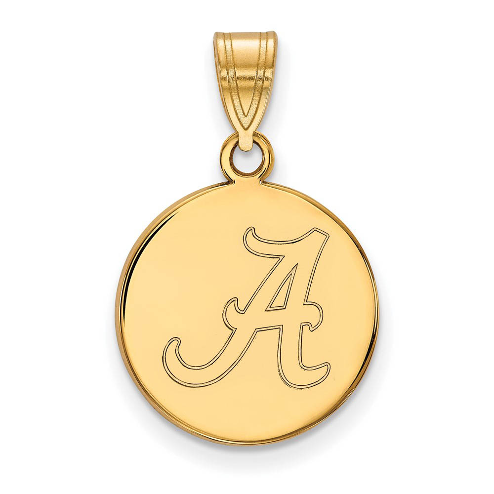 14k Yellow Gold U. of Alabama Initial A Disc Pendant