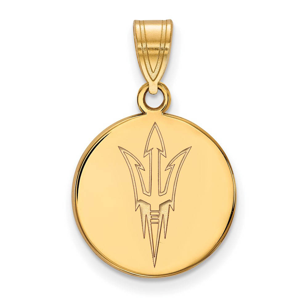 14k Yellow Gold Arizona State Logo Disc Pendant