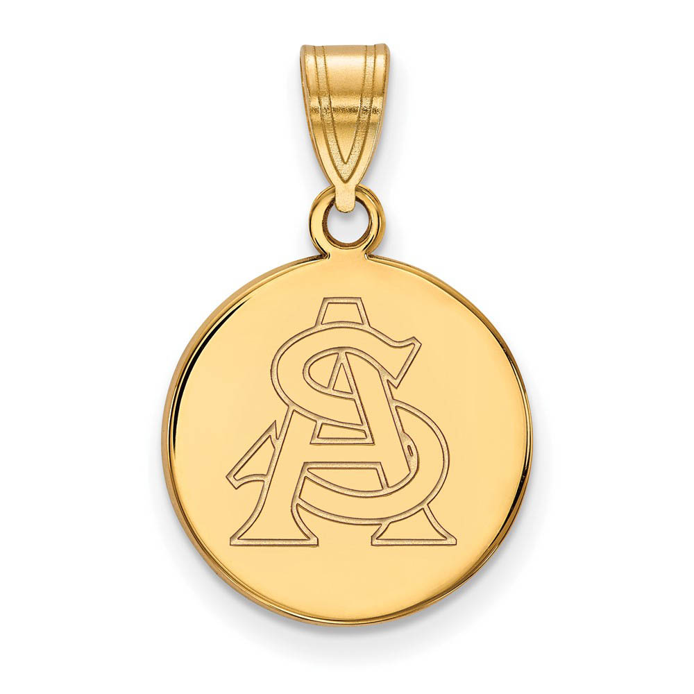 14k Yellow Gold Arizona State Disc Pendant