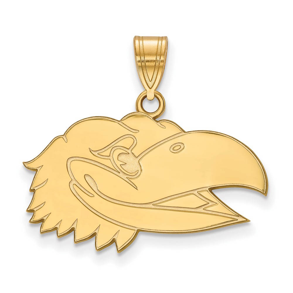 14k Yellow Gold U. of Kansas Right Profile Mascot Pendant