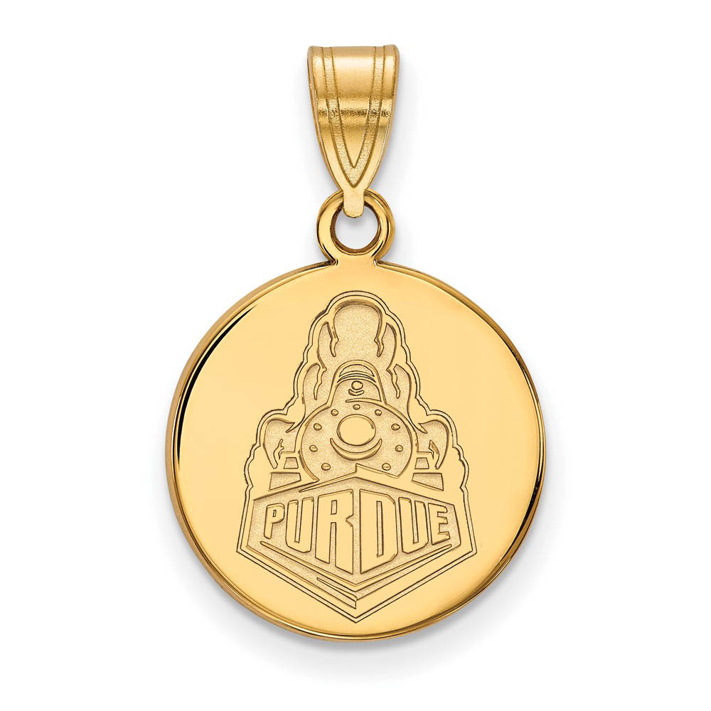 14k Yellow Gold Purdue Logo Disc Pendant
