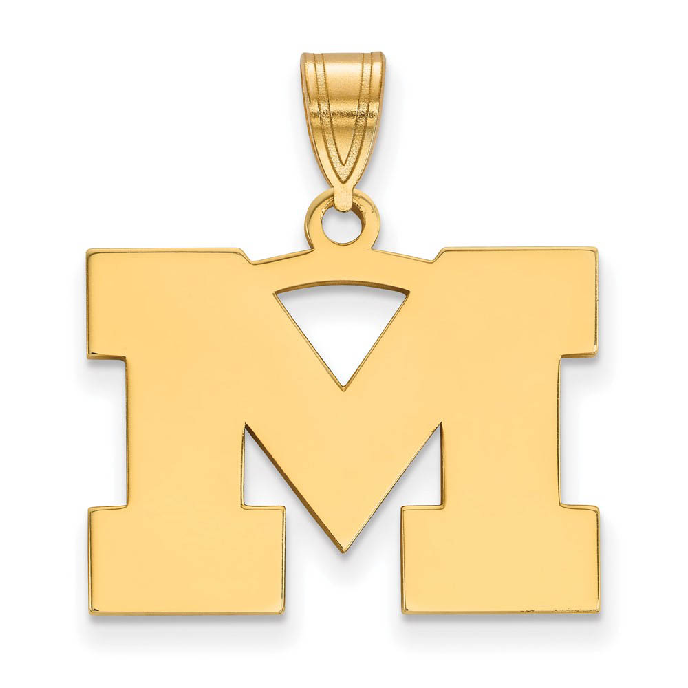 14k Gold Plated Silver U. of Michigan Medium Initial Pendant