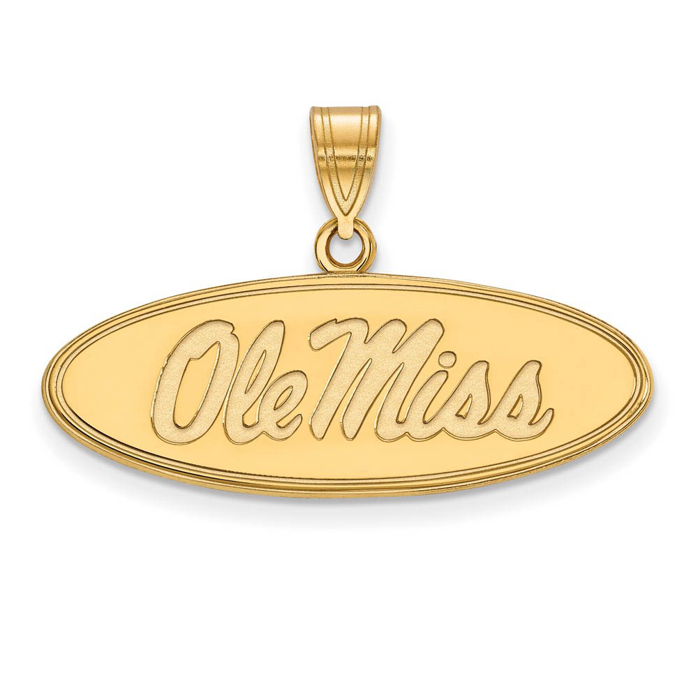 14k Gold Plated Silver U. of Mississippi Md Oval 'Ole Miss' Pendant