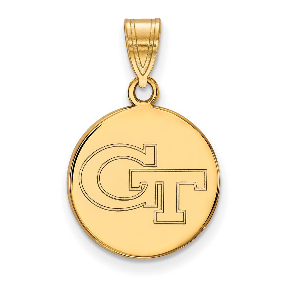 14k Gold Plated Silver Georgia Technology Med Disc Pendant