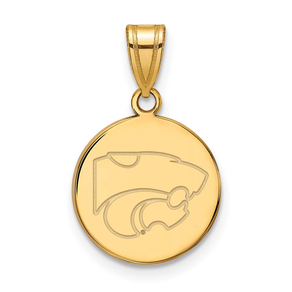 14k Gold Plated Silver Kansas State Disc Pendant