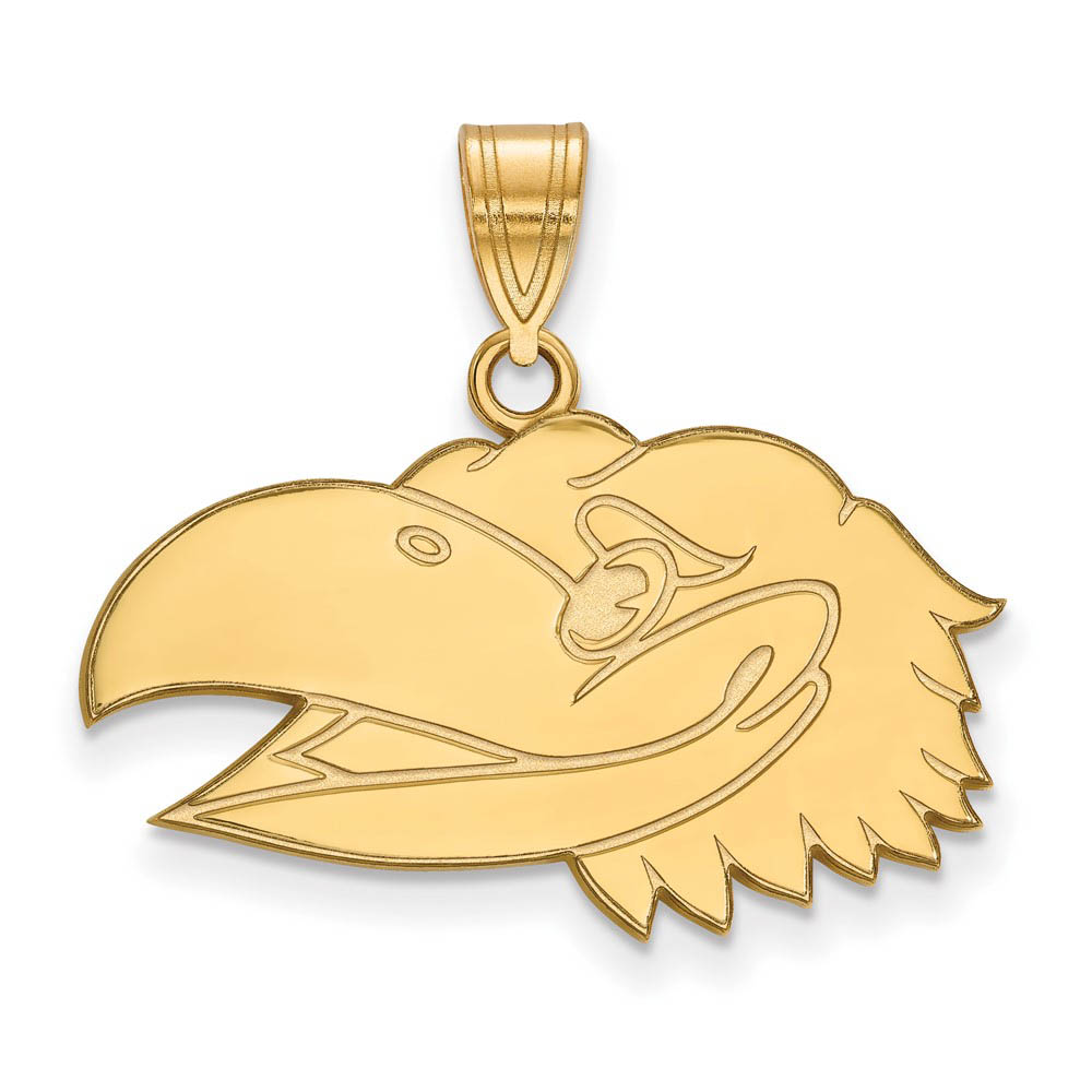14k Gold Plated Silver U. of Kansas Md Left Profile Mascot Pendant