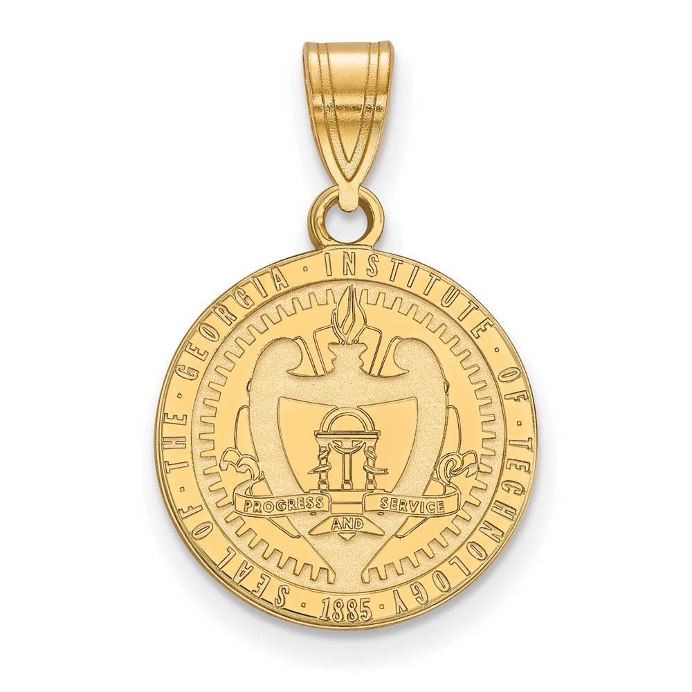 14k Gold Plated Silver Georgia Tech Med Crest Pendant