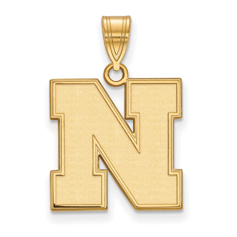 14k Gold Plated Silver U. of Nebraska Initial N Pendant