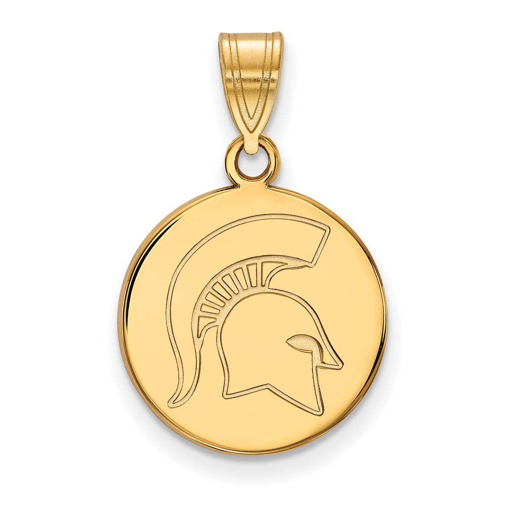 14k Gold Plated Silver Michigan State Logo Disc Pendant