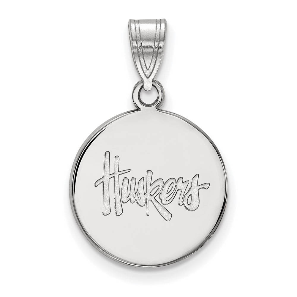 Sterling Silver U. of Nebraska 'Huskers' Disc Pendant