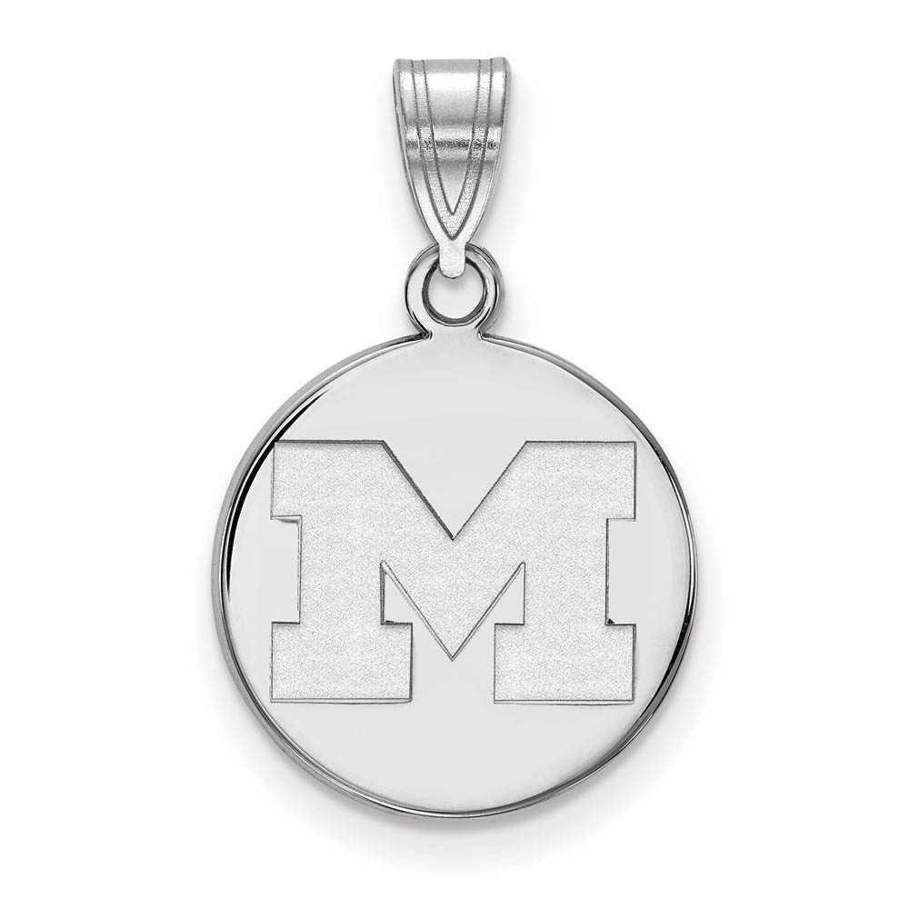 Sterling Silver U. of Michigan Medium Initial Disc Pendant