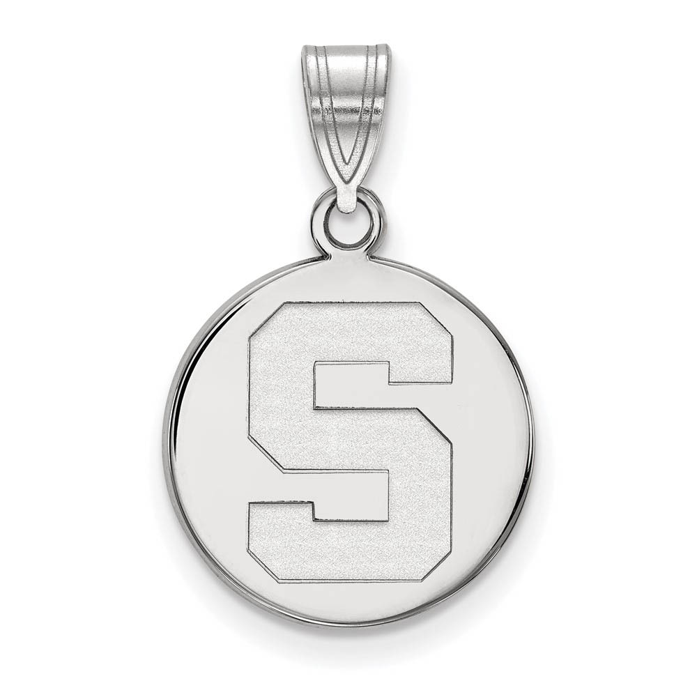 Sterling Silver Michigan State Medium Initial Disc Pendant