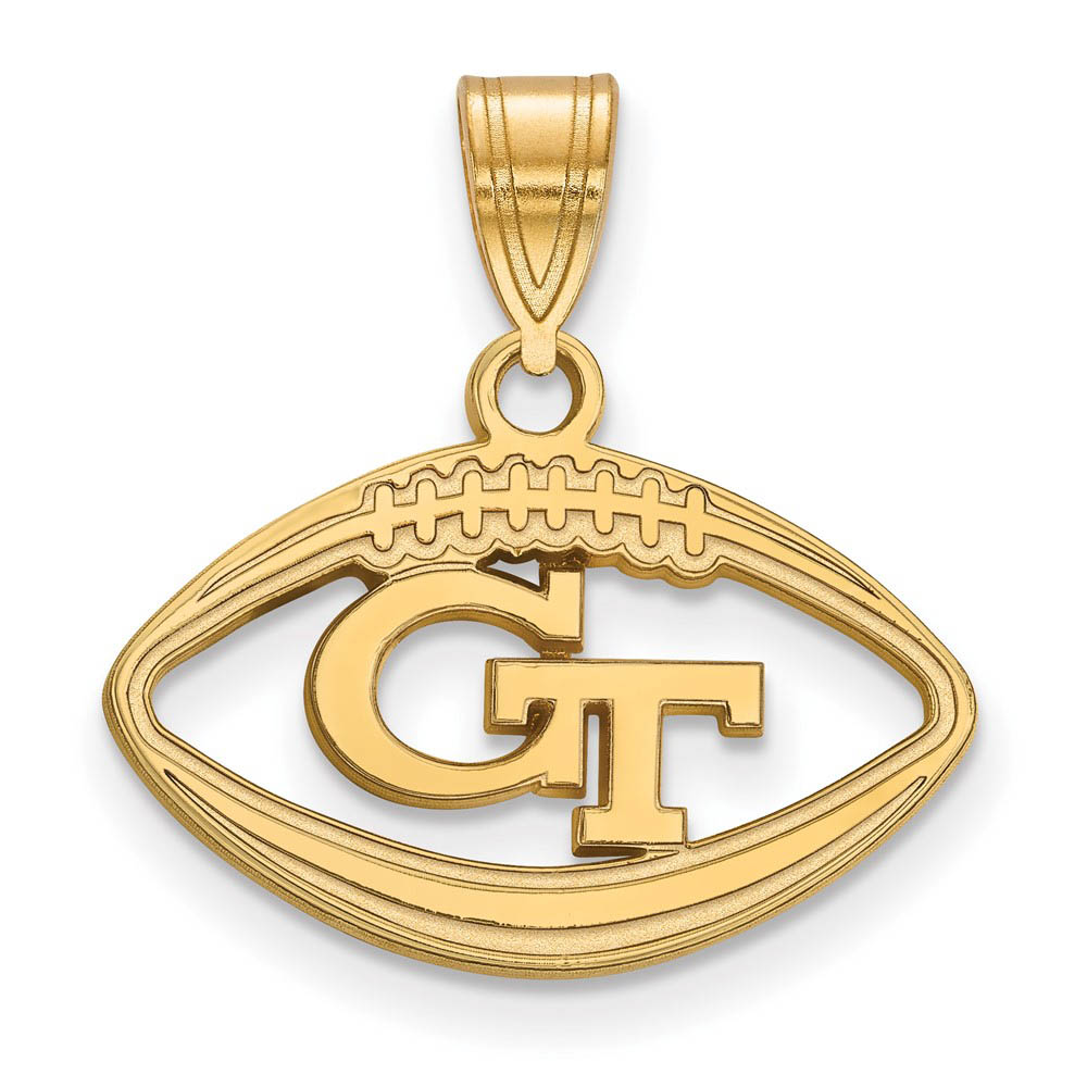 14k Gold Plated Silver Georgia Tech Football Pendant