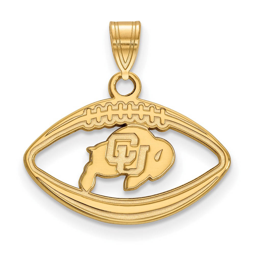 14k Gold Plated Silver U. of Colorado Football Pendant