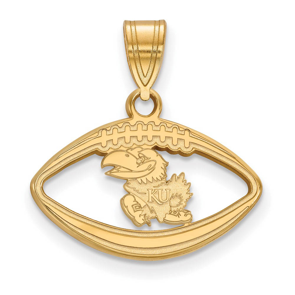 14k Gold Plated Silver U. of Kansas Football Pendant