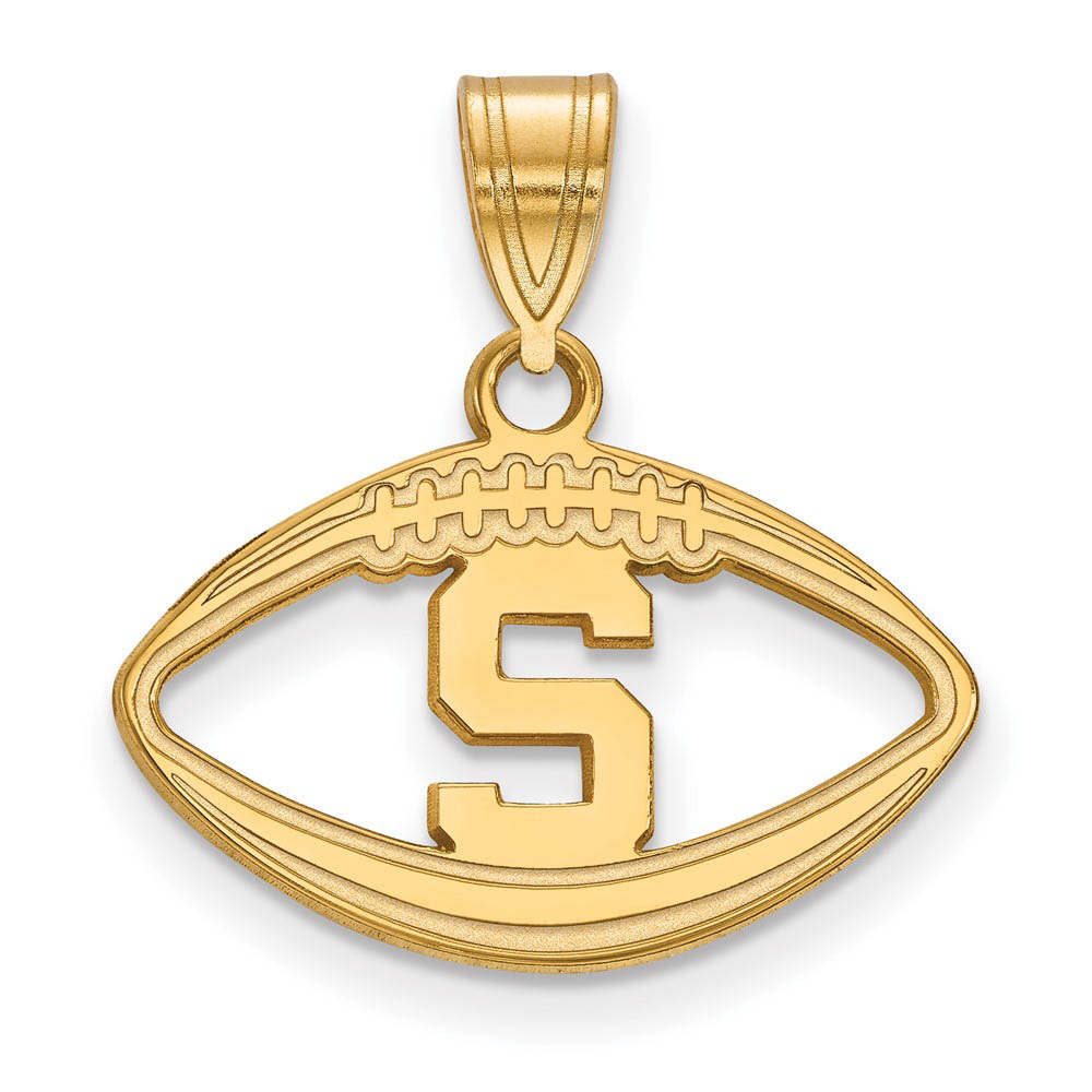 14k Gold Plated Silver Michigan State Football Pendant
