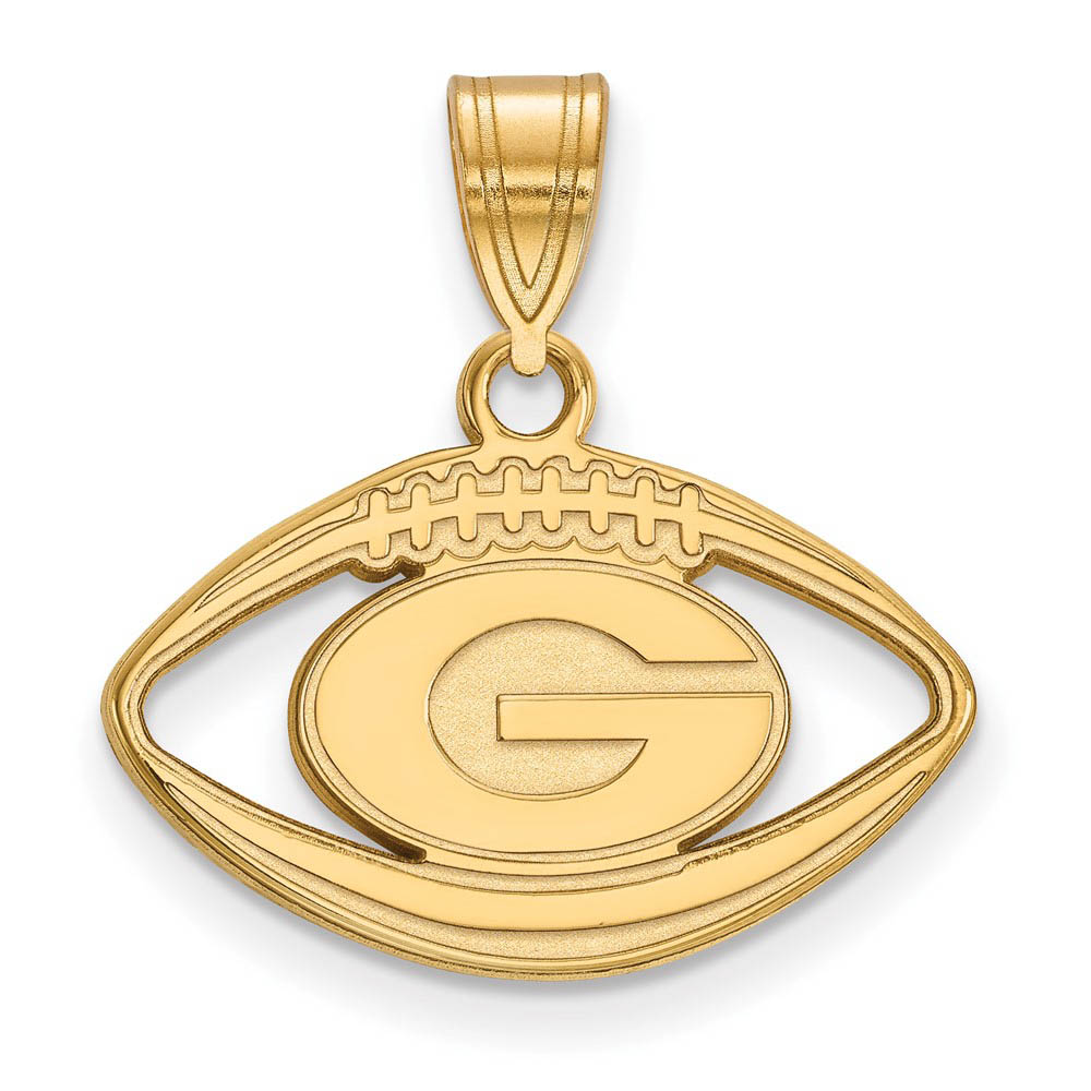 14k Gold Plated Silver U. of Georgia Football Pendant