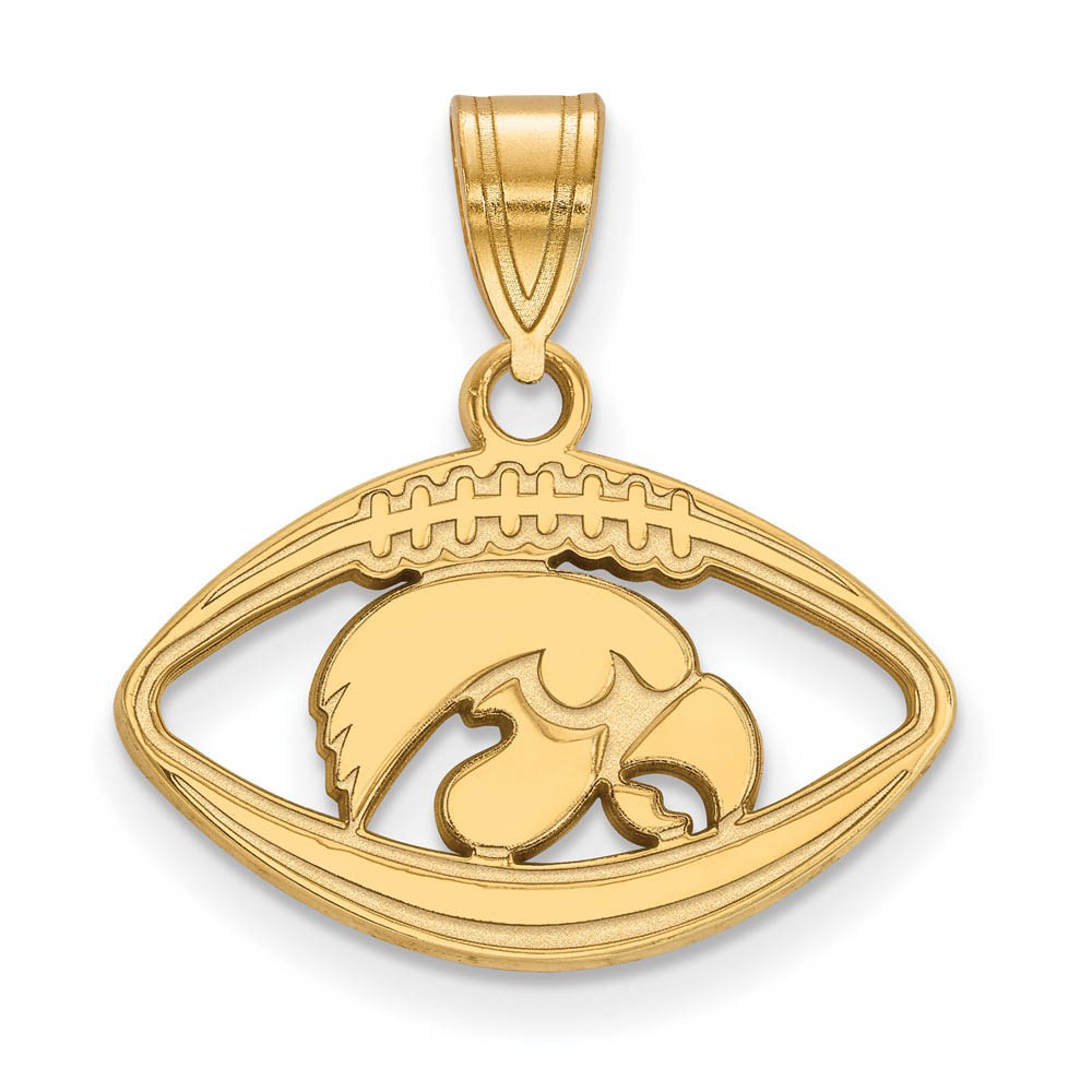 14k Gold Plated Silver U. of Iowa Football Pendant