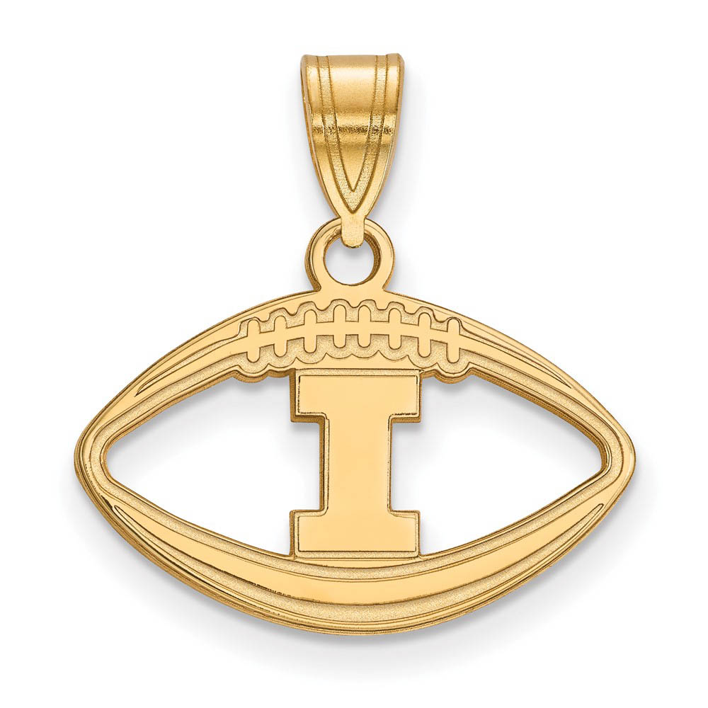 14k Gold Plated Silver U. of Illinois Football Pendant
