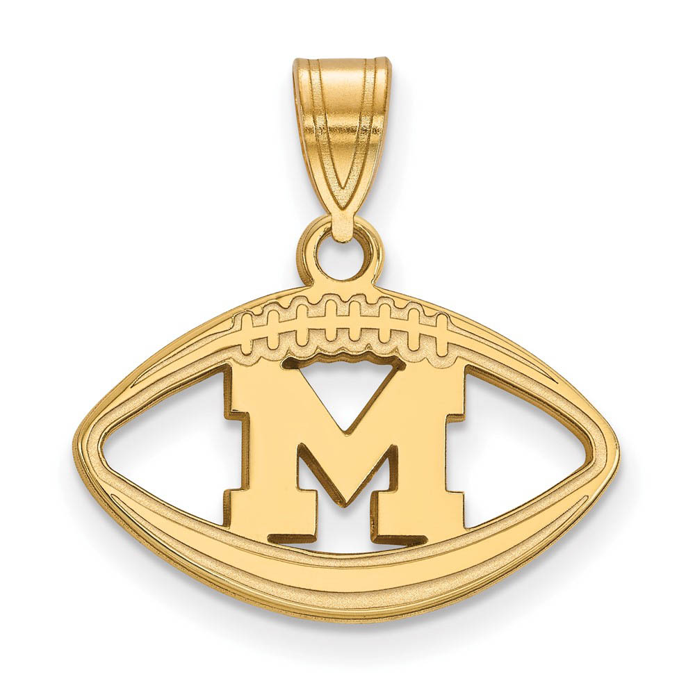 14k Gold Plated Silver U. of Michigan Football Pendant