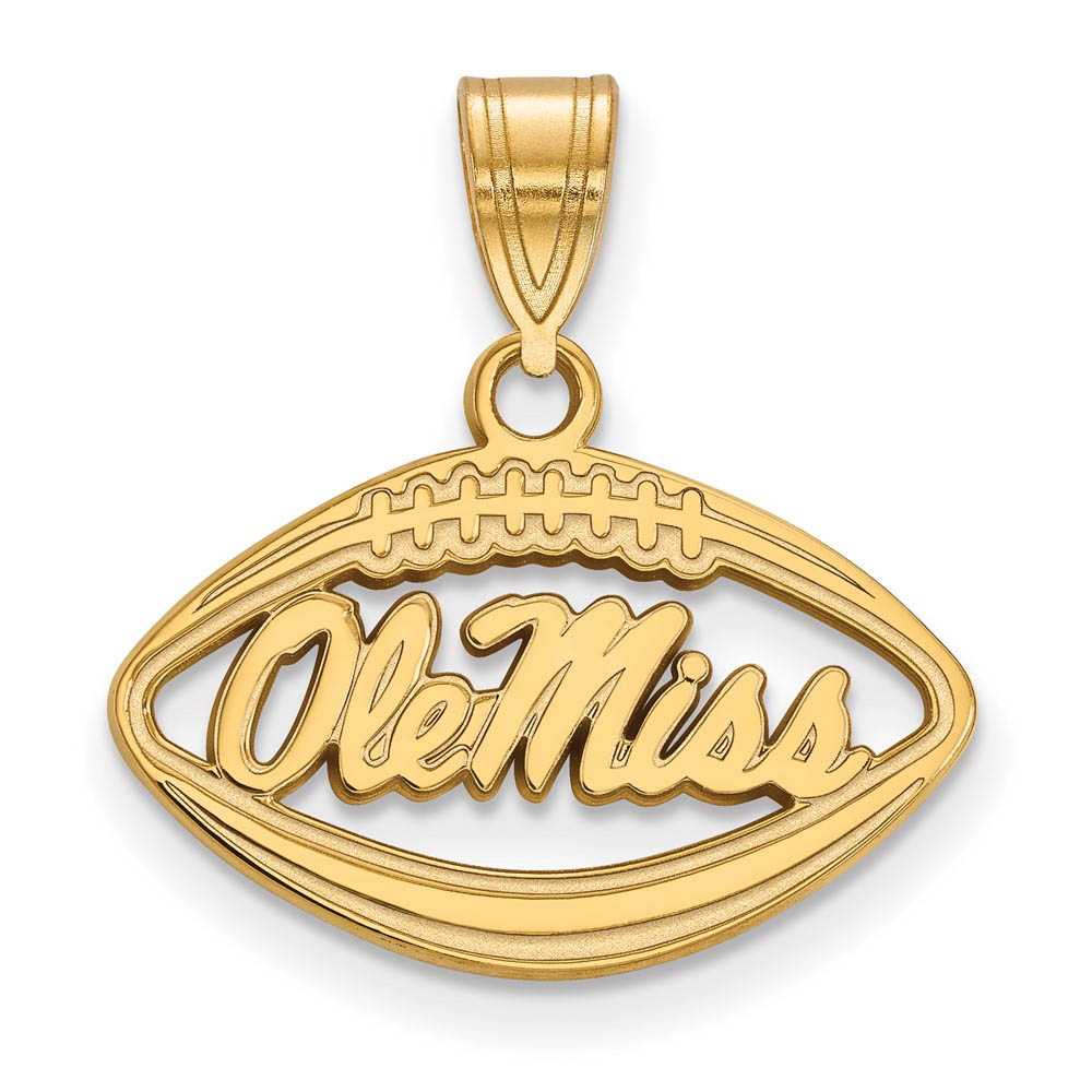 14k Gold Plated Silver U. of Mississippi Football Pendant
