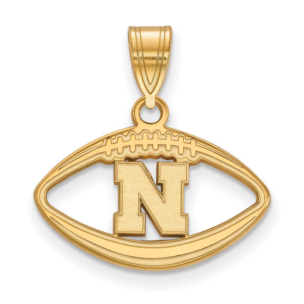 14k Gold Plated Silver U. of Nebraska Football Pendant