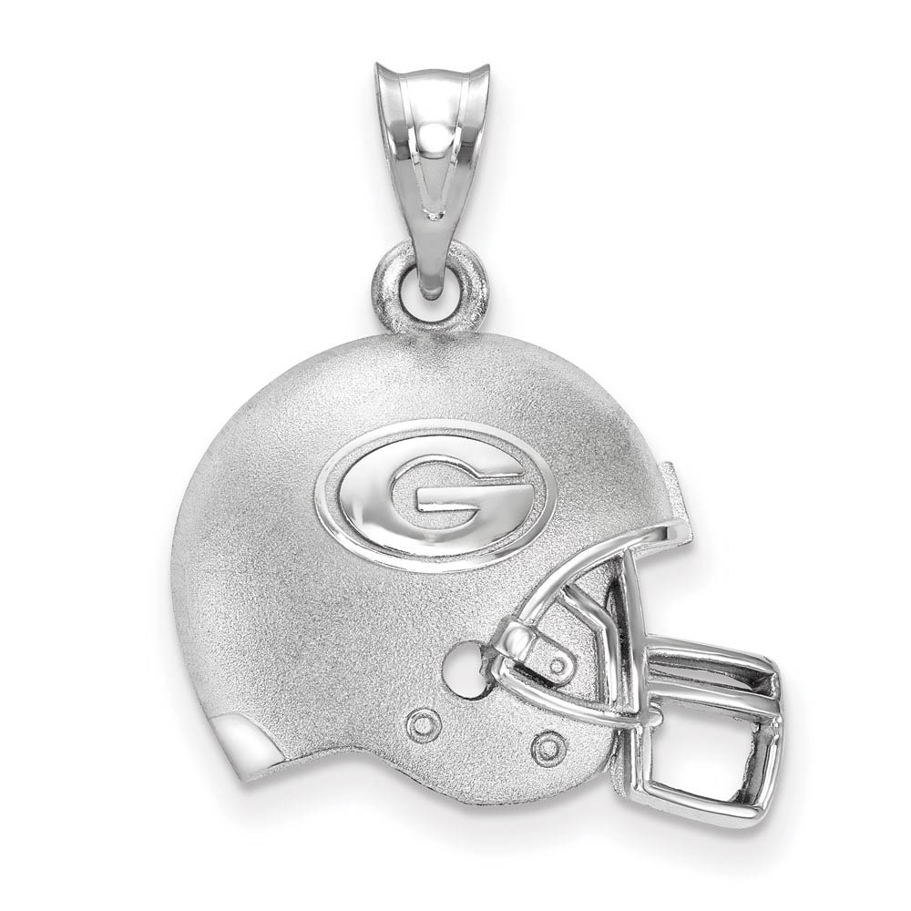 Sterling Silver U. of Georgia G 3D Football Helmet w Logo Pendant