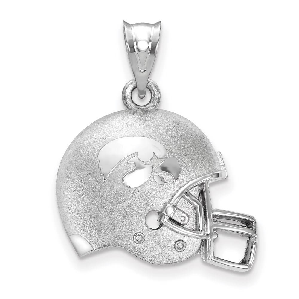 Sterling Silver The U. of Iowa 3D Football Helmet w Logo Pendant