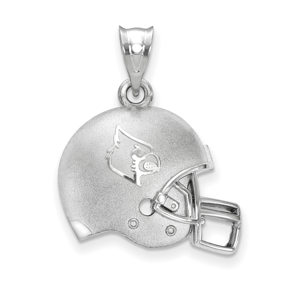 Sterling Silver U of Louisville 3D Football Helmet w Logo Pendant