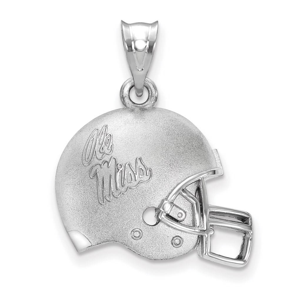 Sterling Silver U. Mississippi 3D Football Helmet w Logo Pendant