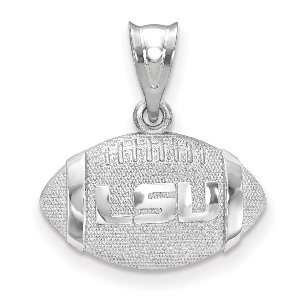 Sterling Silver Louisiana State 3D Football w Logo Pendant