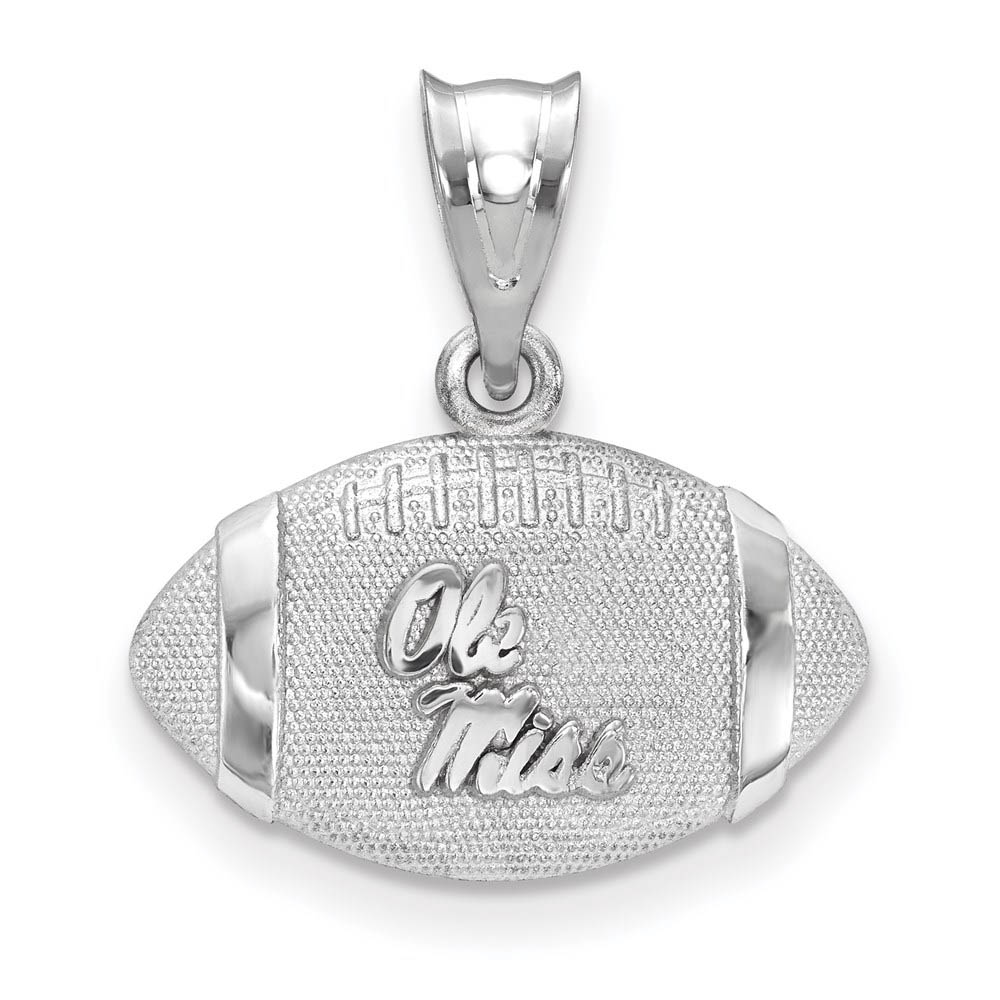 Sterling Silver U. of Mississippi 3D Football w Logo Pendant