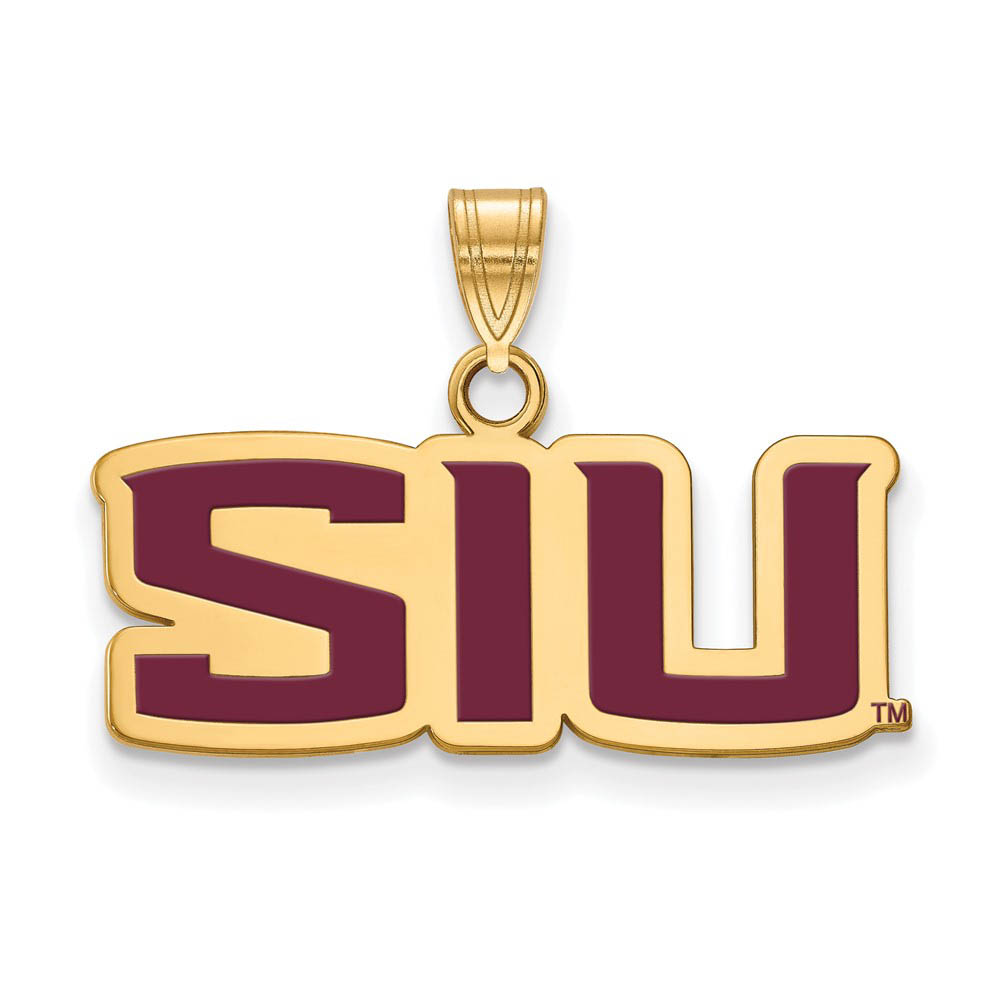 14k Gold Plated Silver Southern Illinois U. Enamel Pendant