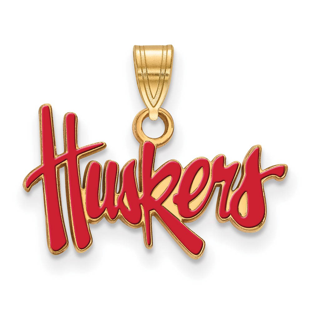 14k Gold Plated Silver U. of Nebraska Enamel 'Huskers' Pendant