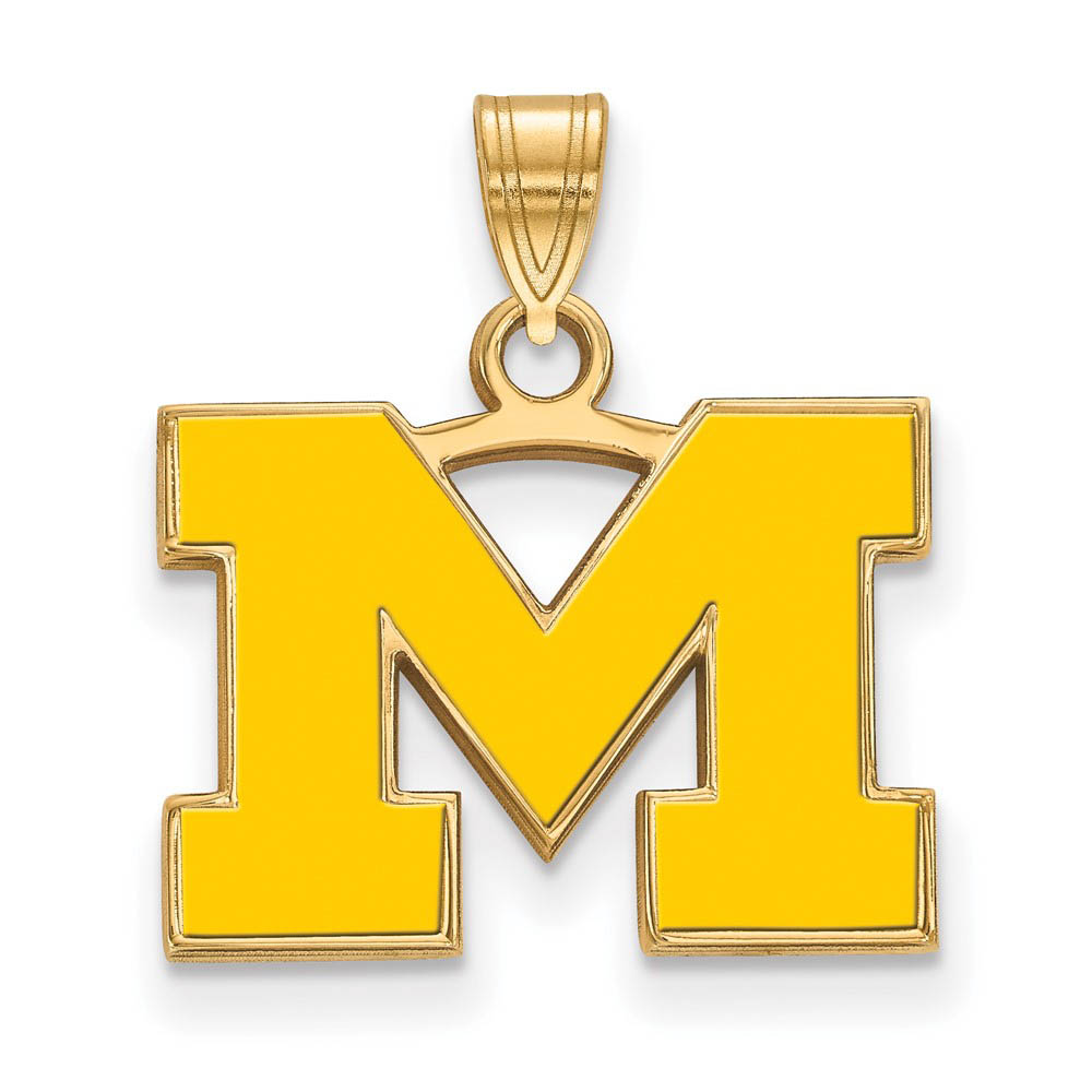 14k Gold Plated Silver U. of Michigan Yellow Enamel Pendant