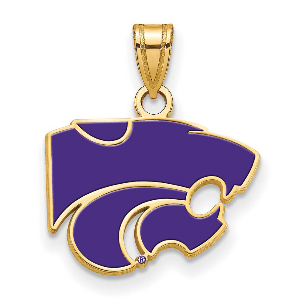 14k Gold Plated Silver Kansas State Enamel Pendant