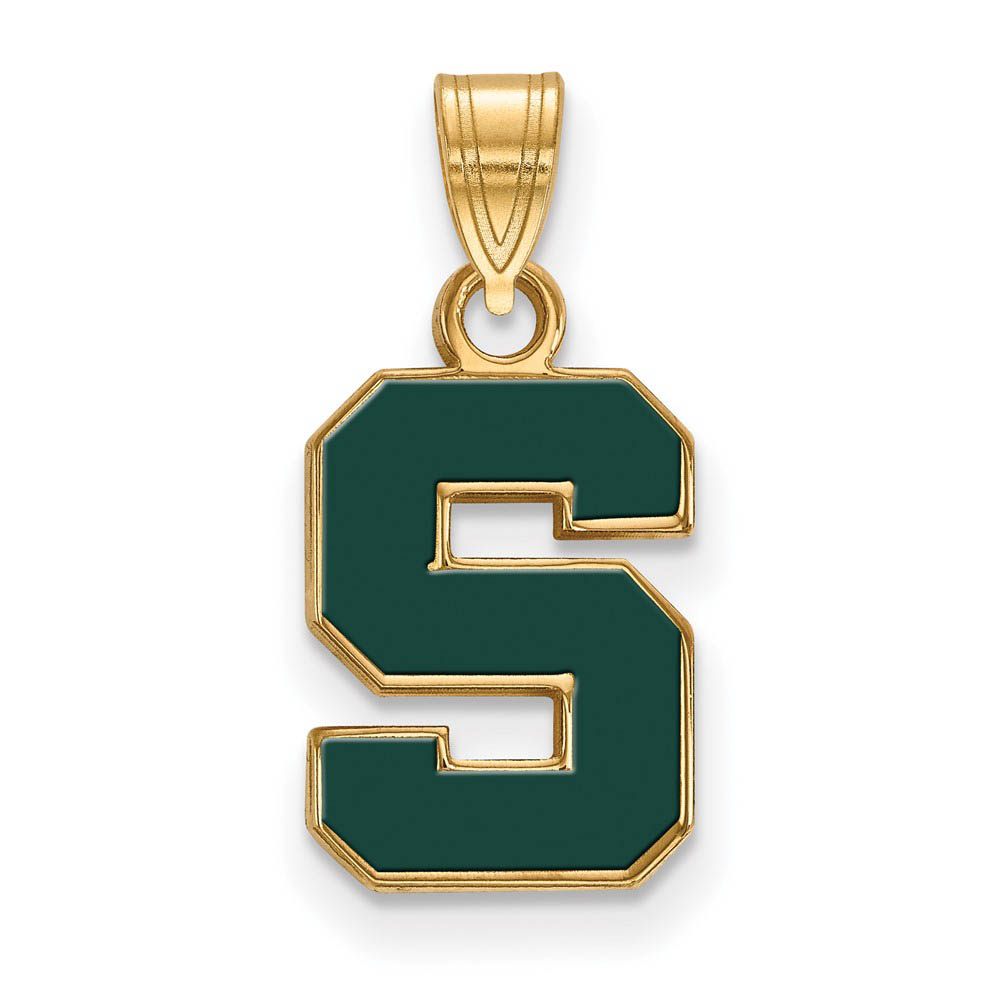 14k Gold Plated Silver Michigan State Small Enamel 'S' Pendant