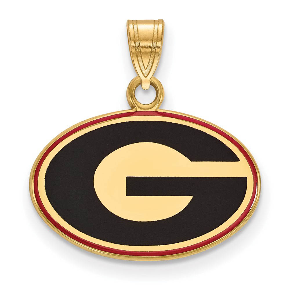14k Gold Plated Silver U. of Georgia Enamel Pendant