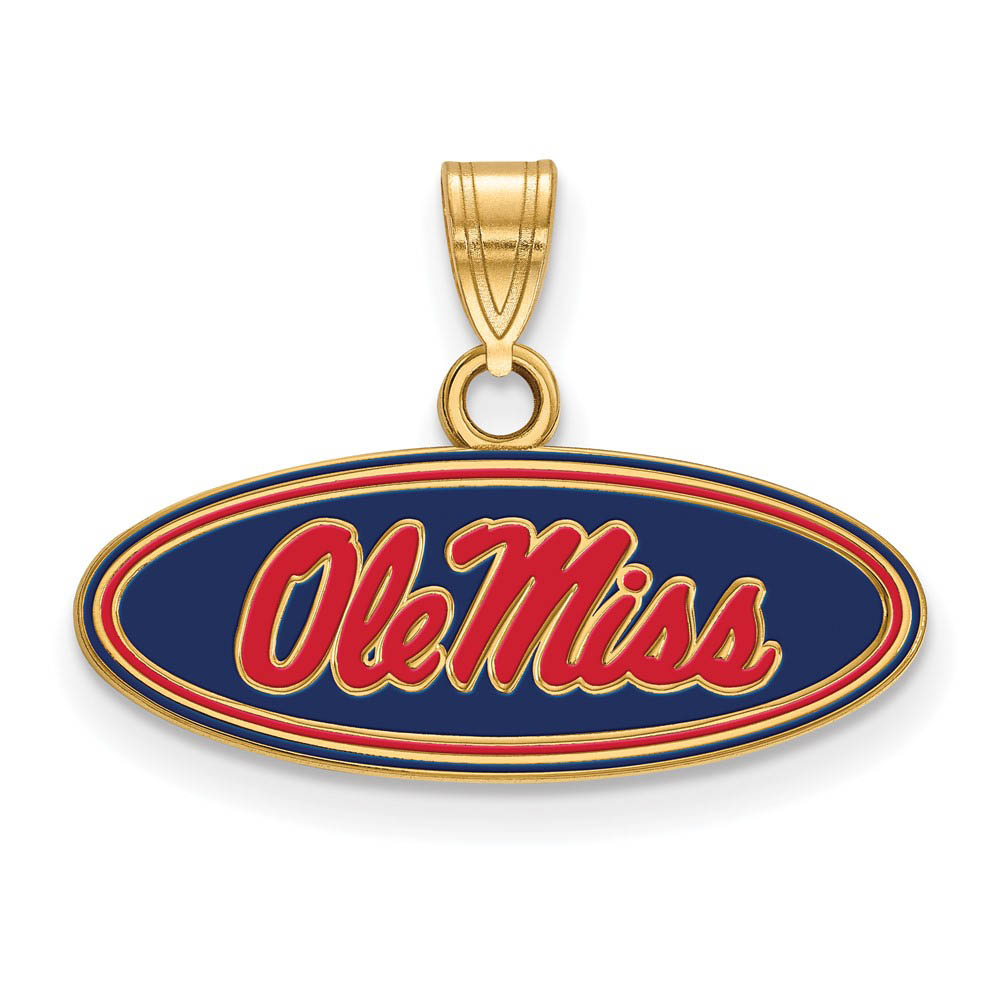 14k Gold Plated Silver U. of Mississippi SM Enamel 'Ole Miss' Pendant