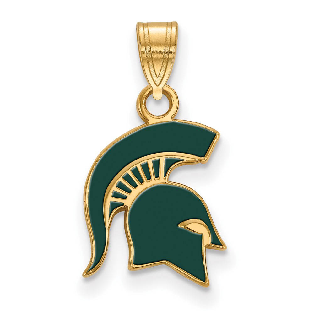 14k Gold Plated Silver Michigan State Enamel Logo Pendant