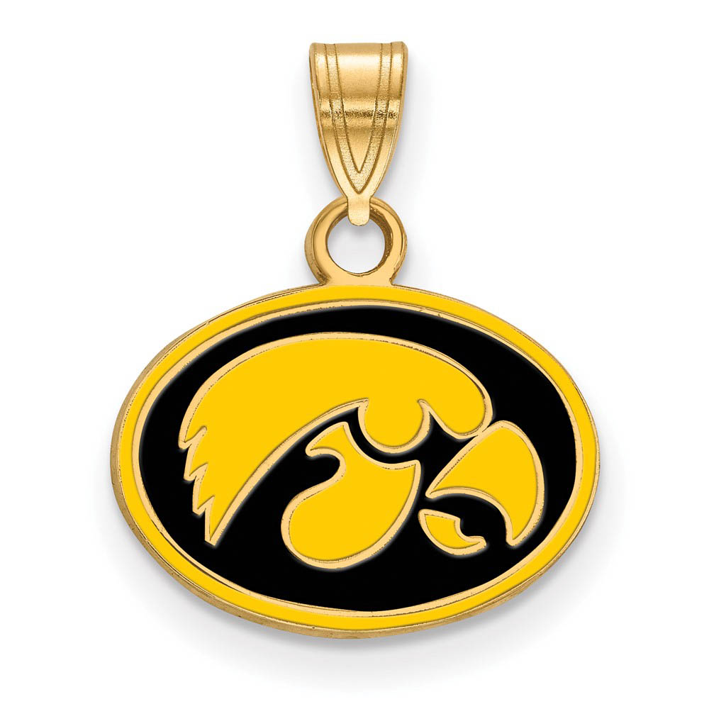 14k Gold Plated Silver U. of Iowa Enamel Pendant
