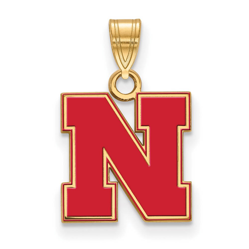14k Gold Plated Silver U. of Nebraska Enamel 'N' Pendant