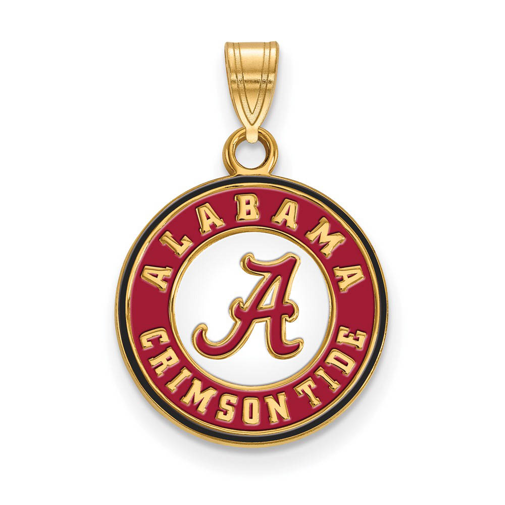 14k Gold Plated Silver U. of Alabama Enamel Disc Pendant