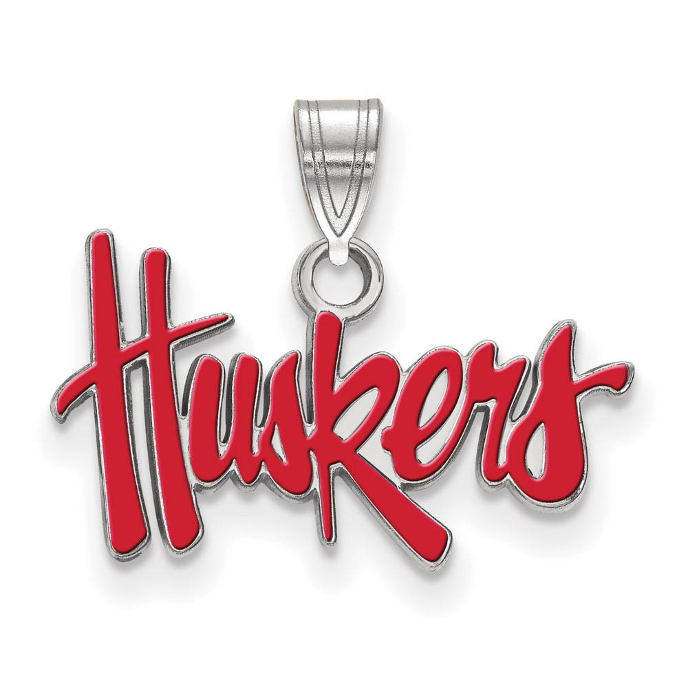 Sterling Silver U. of Nebraska Enamel 'Huskers' Pendant