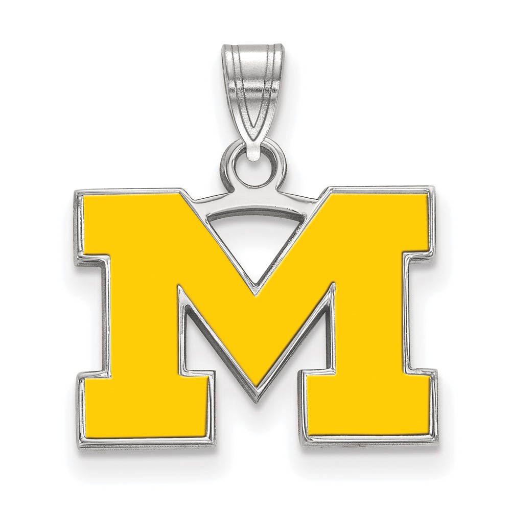 Sterling Silver U. of Michigan Small 'M' Enamel Pendant