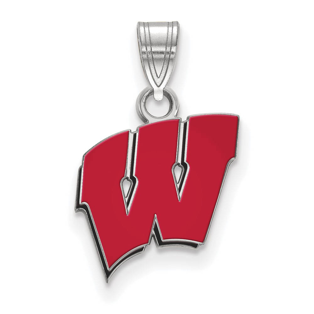 Sterling Silver U. of Wisconsin 'W' Enamel Pendant