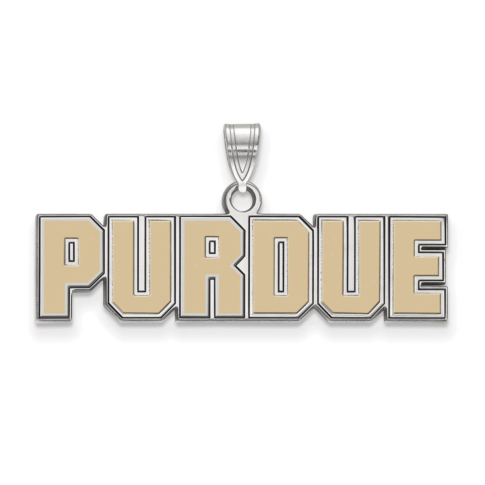 Sterling Silver Purdue Enamel Script Pendant
